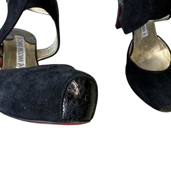 Vintage Luciano Padovan Red Bottom Suede Snakeskin Heels 36.5 - Picture 10 of 15